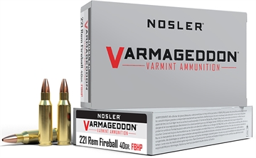 Picture of Nosler Varmageddon 221RemFireball 40gr Flat Base Hollow Point 20 Per Box/20 Case 65120