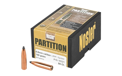 Picture of Nosler Partition, .264 Diameter, 6.5MM, 140 Grain, Spitzer, 50 Count 16321