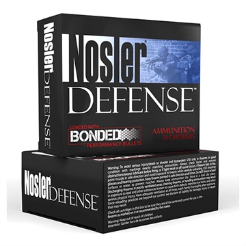 Picture of Nosler Defense Handgun 9mmLuger+P 124gr Bonded Performance Jacketed Hollow Point 20 Per Box/10 Case 38432