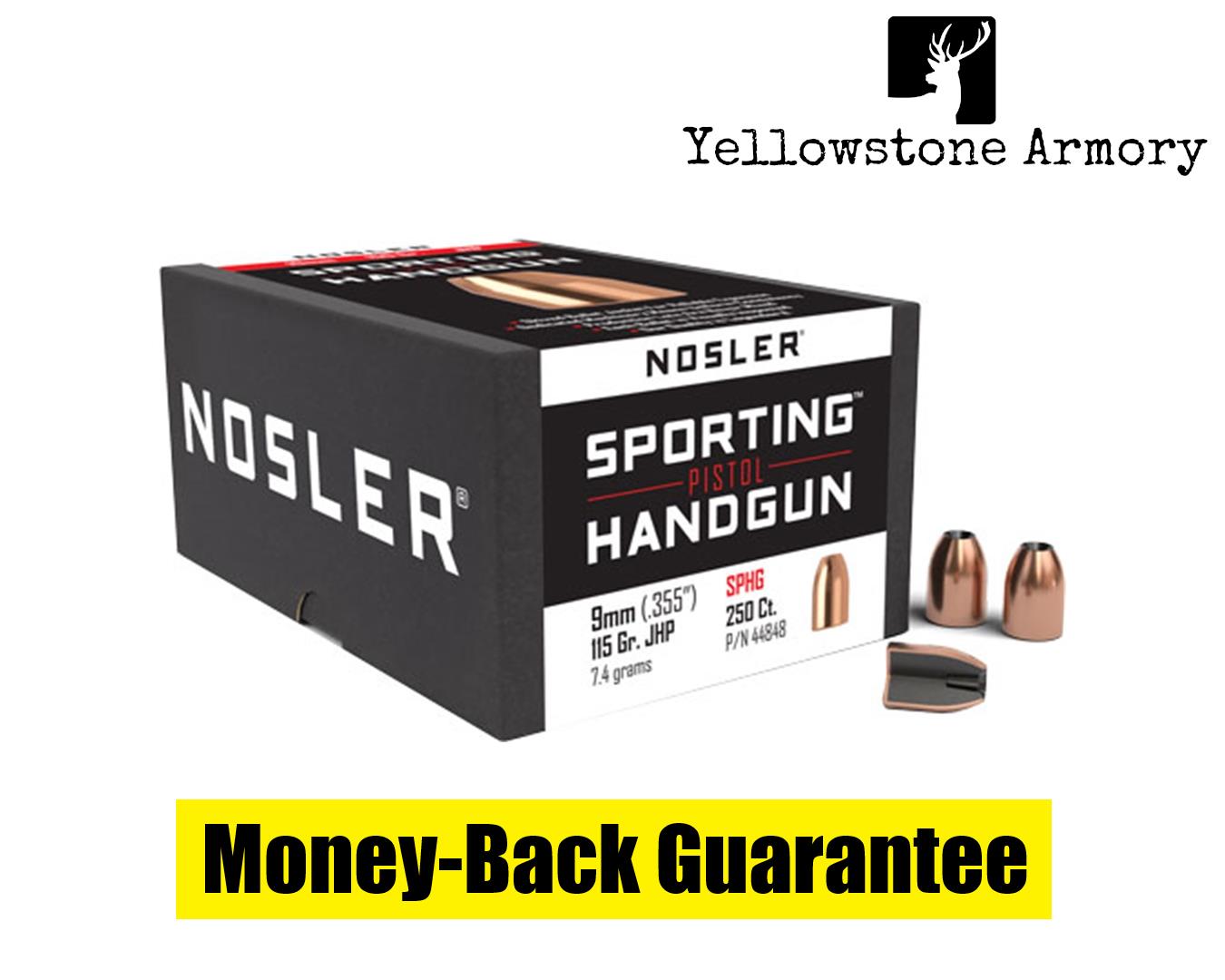 Nosler Sporting Handgun Pistol Bullet 9mm 115 gr. Jacketed Hollow 44848-img-0
