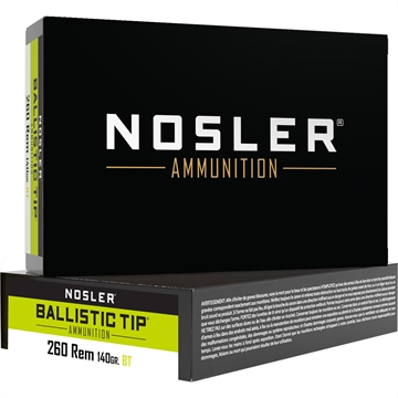 Picture of Nosler Nosler Ballistic Tip Rifle Ammunition 260 Rem. 140 gr. BT SP 20 rd. 61027
