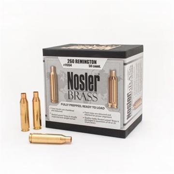 Picture of Nosler Unprimed Brass Rifle Cartridge Cases 50/ct .260 Rem 11354