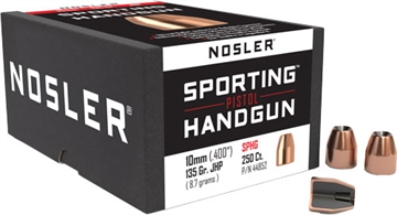 Picture of Nosler Nosler Sporting Handgun Pistol Bullet 10mm 135 gr. Jacketed Hollow Point 250 pk. 44852