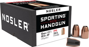 Picture of Nosler Nosler Sporting Handgun Pistol Bullet 10mm 180 gr. Jacketed Hollow Point 250 pk. 44885