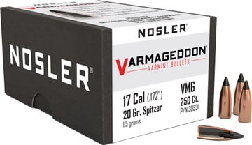 Picture of Nosler VarMageddon Bullets .17 cal .172" 20 gr FB-TIPPED 250/ct 30531