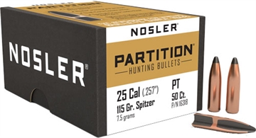 Picture of Nosler Nosler Partition Bullets .25 Cal. 115 gr. Spitzer Point 50 pk. 16318