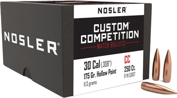 Picture of Nosler Custom Competition Bullets .30 cal .308" 175 gr HPBT 250/ct 53167