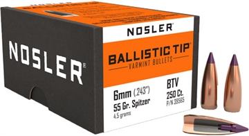 Picture of Nosler Ballistic Tip Varmint Bullets 6mm .243" 55 gr SBT-SB 250/ct 39565
