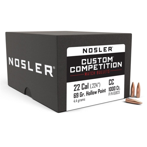 Picture of Nosler Custom Competition Bullets .22 cal .224" 69 gr HPBT 1000/ct 65823
