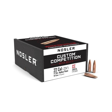 Picture of Nosler Custom Competition Bullets .22 cal .224" 77 gr HPBT w CANN 250/ct 53033
