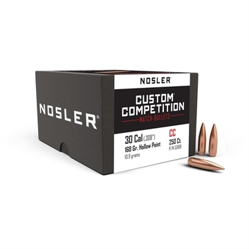 Picture of Nosler Custom Competition Bullets .30 cal .308" 168 gr HPBT 250/ct 53168