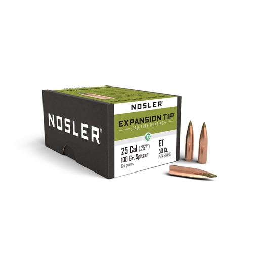 Picture of Nosler E-Tip Lead Free Rifle Bullets .25 cal .257" 100 gr SPTZ E-TIP 50/ct 59456