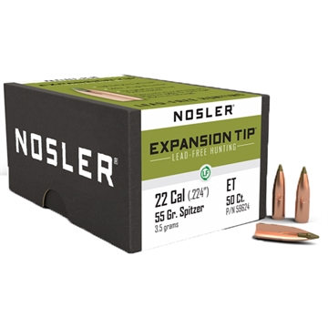 Picture of Nosler Nosler Expansion Tip Bullet .22 Cal. 55 gr. Spitzer Point 50 pk. 59624