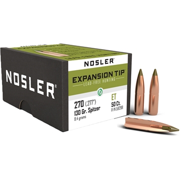 Picture of Nosler E-Tip Lead-Free Hunting Bullets .270 cal .277" 130 gr SPTZ E-TIP 50/ct 59298