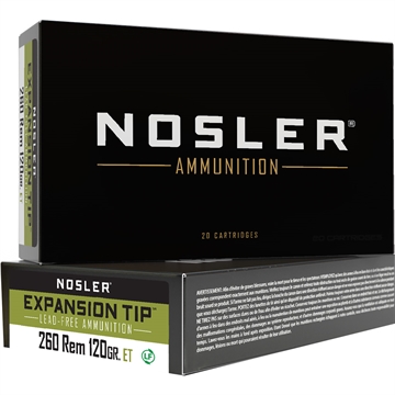 Picture of Nosler Nosler Expansion Tip Rifle Ammunition 260 Rem. 120 gr. ET SP 20 rd. 40672