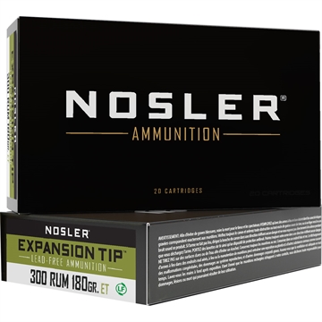 Picture of Nosler Nosler Expansion Tip Rifle Ammunition 300 RUM 180 gr. ET SP 20 rd. 40144
