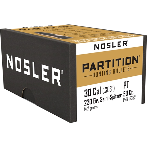 Picture of Nosler Nosler Partition Bullets .30 Cal. 220 gr. Spitzer Point 50 pk. 16332