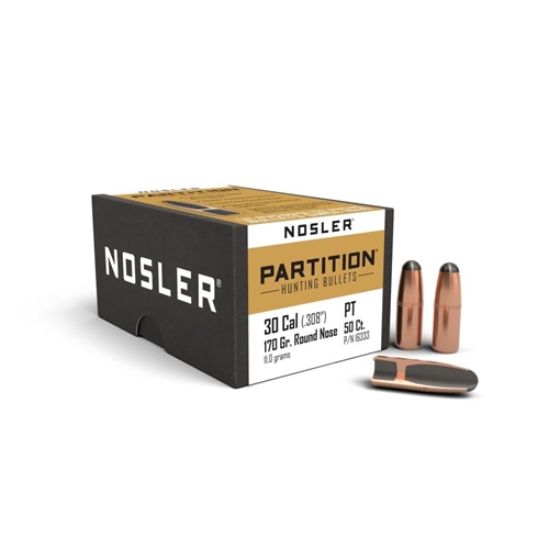 Picture of Nosler Nosler Partition Bullets .30 Cal. 170 gr. Round Nose 50 pk. 16333