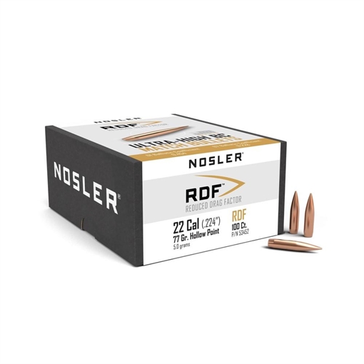 Picture of Nosler RDF Match Bullets .22 cal .224" 77 gr HPBT 100/ct) 53452