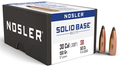 Picture of NOSLER SOLID BASE 30CAL 150GR SP 50/3 38060 054041380607