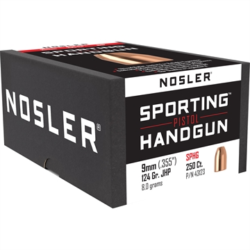 Picture of Nosler Nosler Sporting Handgun Pistol Bullet 9mm 124 gr. Jacketed Hollow Point 250 pk. 43123
