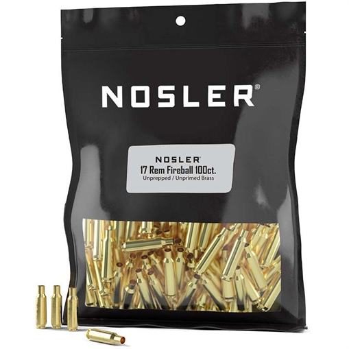 Picture of Nosler Unprimed Unprepped Brass Rifle Cartridge Cases .17 Rem Fireball NOS HS 100/ct (BULK) 10178
