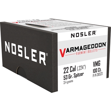 Picture of Nosler Varmageddon Rifle Bullets .22 cal .224" 53 gr FB-TIPPED 100/ct 36523