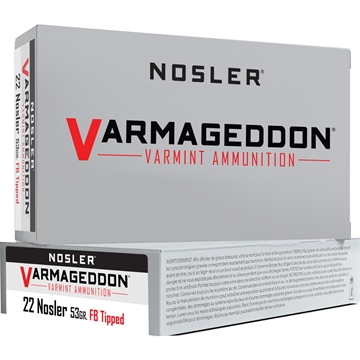Picture of Nosler Nosler Varmageddon Rifle Ammunition 22 Nosler 53 gr. VG FBT 20 rd. 65177