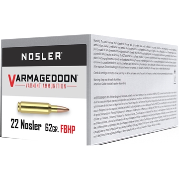 Picture of Nosler Varmageddon 22Nosler 62gr Flat Base Hollow Point 50 Per Box/5 Case 65180