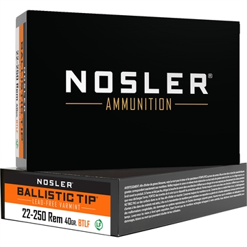 Picture of Nosler Nosler Varmint Ballistic Tip Rifle Ammunition 22-250 Rem. 40 gr. BTLF SP 20 rd. 61044