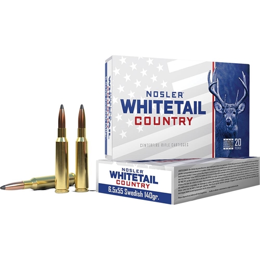 Picture of Nosler Whitetail Country Rifle Ammunition 6.5x55mm Swedish Mauser 140gr JSP 2600 fps 20/ct 40107