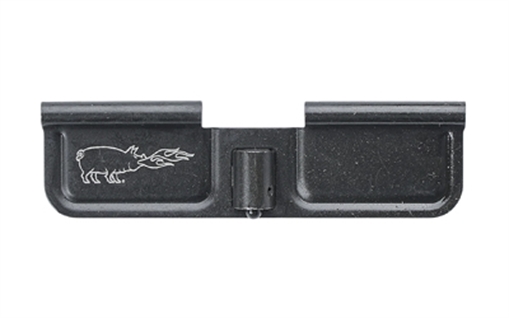 Picture of Noveske Dust Cover, Flaming Pig, Fits AR Rifles, Black, Ejection Port Cover Kit, Includes: Dust Cover, Rod, Spring, and Clip 05001348