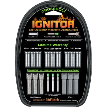 Picture of NuFletch NuFletch Ignitor Crossbow Nocks Green Universal Fit 3 pk. IGNT-UNIV-X-GRN
