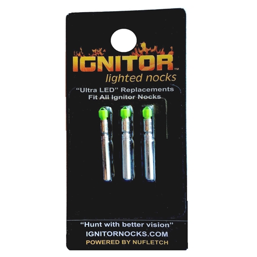 Picture of NuFletch Ignitor Nock Replacement Bulbs Green Universal 3pk. REP-BLB-GRN/3PK