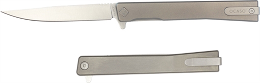 Picture of OCASO KNIVES KNIVES SOLSTICE 3.5"FLDR TITANIUM/SATIN STRAIGHT 10CTS