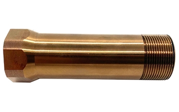 Picture of Otter Creek Labs OPS/AE Over The Barrel Adapter, 1/2X28", For Use with Ops Inc 12 Model, AEM5 and OCM5 Suppressors, Raw Heat Treat Finish, Gold OCL-901
