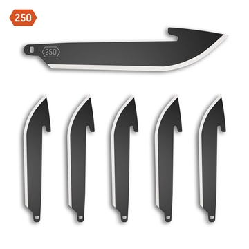 Picture of Outdoor Edge Razor EDC Blades, Plain 2.5" Blades, Drop Point, 420J2 Stainless Steel, Black Oxide Finish, 6 Pack RR25K-6C