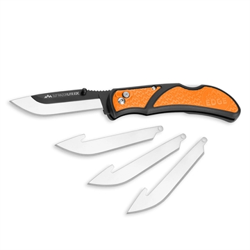 Picture of Outdoor Edge Razor EDC Lite, Folding Knife, Plain Edge, 3" Blades, 420J2 Stainless Steel, Orange and Black Handle, Includes (4) Drop Point Blades RLB30-30C