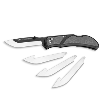 Picture of Outdoor Edge Razor EDC Lite, Folding Knife, Plain Edge, 3" Blades, 420J2 Stainless Steel, Gray and Black Handle, Includes (4) Drop Point Blades RLY30-50C