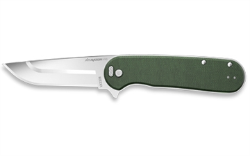 Picture of Outdoor Edge Razor VX3, Folding Knife, Plain Edge, 3" Blade Length, 7.4" Overall Length, 420J2 Stainless Steel, Includes (3) Standard Plain Edge and (1) Partially Serrated Blade, Green Micarta Scales, Ball Bearing System, Stainless Steel Frame/Blade Holder, Reversible Deep Carry Clip VX330B-C