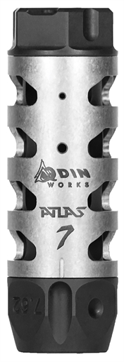 Picture of Odin Works Atlas 7, Muzzle Brake, For .30 Cal or 7.62MM Calibers, 5/8-24 Threaded, Stainless Steel MB-ATLAS-7 MBATLAS7