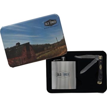 Picture of OLD TIMER KNIFE 2 BLADE FOLDER FLASK COMBO PROMO Q4 26'< 1259512
