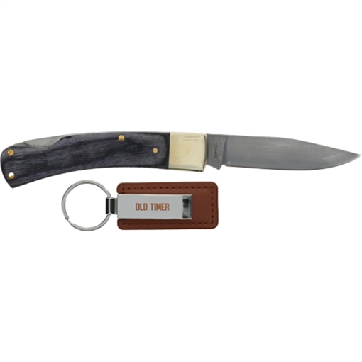 Picture of Old Timer Folding Knife with Keychain 2-9/10 Clip Point Blade Grey 1259489