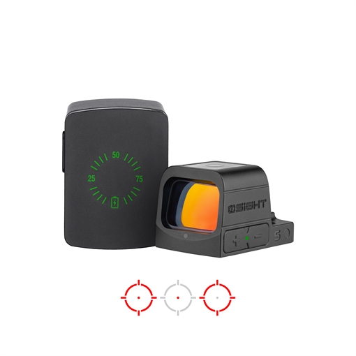 Picture of OSIGHT S, 2MOA DOT + 32MOA CIRCLE RED DOT SIGHT WITH CHARGING COVER RMSc FOOTPRINT BLACK S-RD