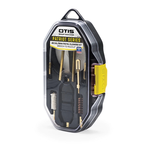 Picture of Otis FG7019MM Patriot Cleaning Kit 9mm Pistol/15 Pieces Yellow Plastic Box Case FG7019MM FG-701-9MM