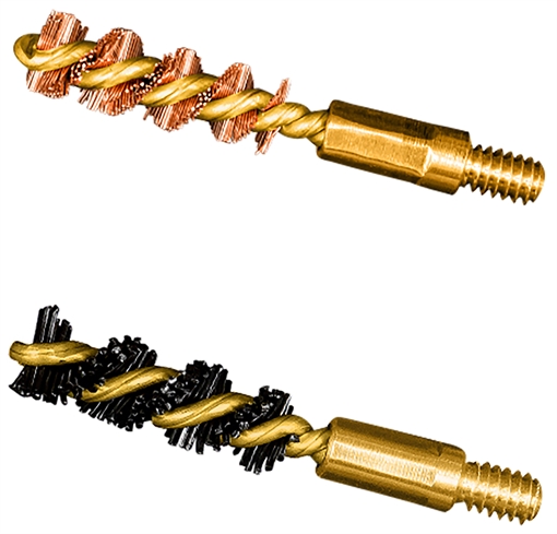 Picture of Otis Bore Brush Set 17 HMR/177 Cal/177 WSM 5-40" Thread 1" Long Bronze/Nylon Bristles 2 Per Pkg FG317NB