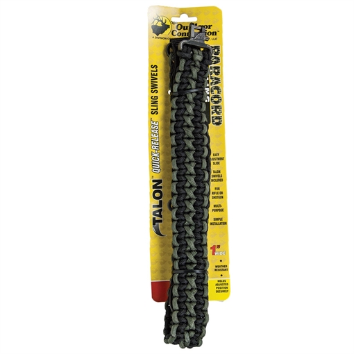Picture of Outdoor Connection Paracord Sling 1" W x 43" L Adjustable Black w/Green Accents for Rifle/Shotgun PCS80569