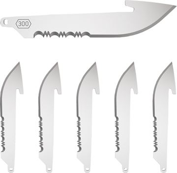 Picture of Outdoor Edge Razor EDC Blades, Serrated 3" Blades, Drop Point, 420J2 Stainless Steel, 6 Pack RRS30-6C