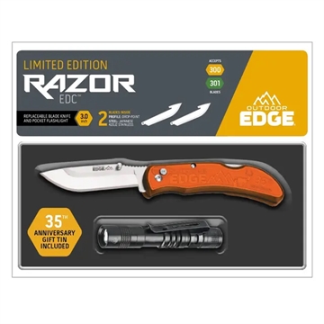 Picture of Outdoor Edge Outdoor Edge Razor Carry 3"" W/ Flashlight & Tin 2Blds P24RX30FL-2T P24RX30FL2T