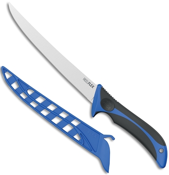 Picture of Outdoor Edge ReelFlex 7.50" Fixed Fillet Plain Satin 4116 SS Blade, Blue/Black TPR Handle RF75C